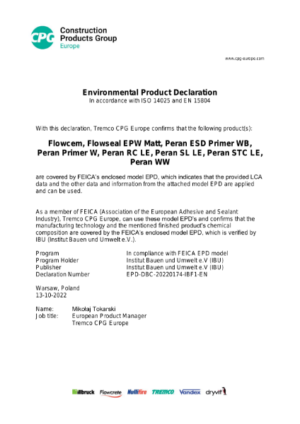 CPG EPD Products based on epoxy-resin, group 1 