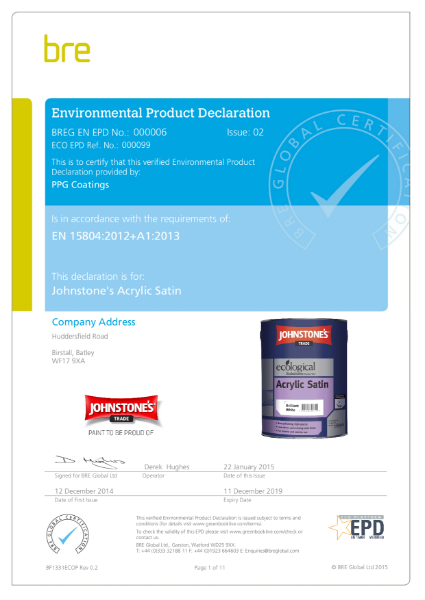 Environmental Product Declaration (EPD): BREG EN EPD No.: 0000006 Acrylic Satin