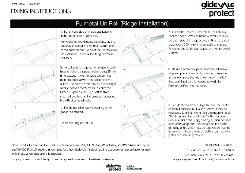Glidevale Protect - Fixing Instructions - Fulmetal UniRoll
