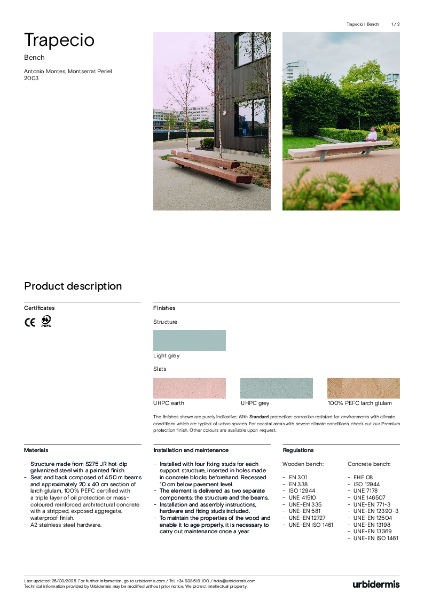 Trapecio Benches Data Sheet