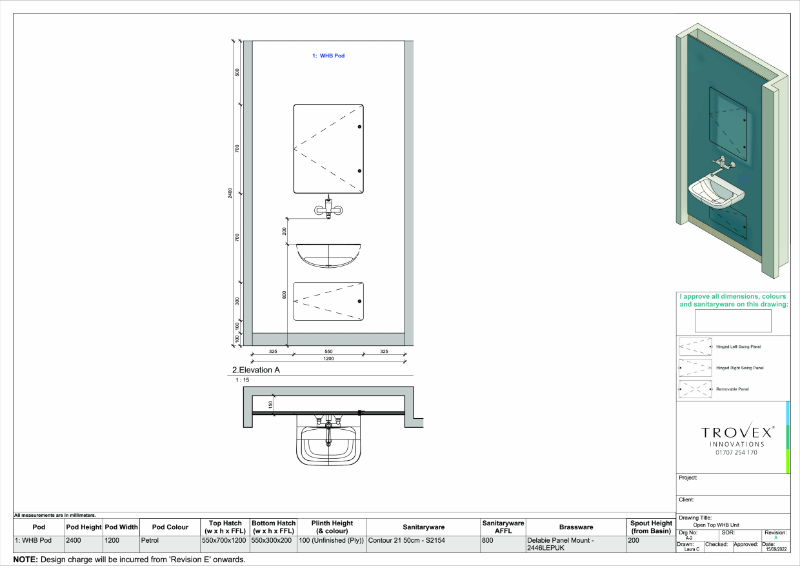 Hygipod Hand Basin Flush – Example Drawing