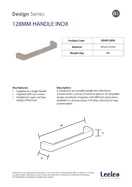 Zara Handle 128 mm - Inox