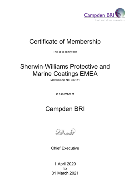 Sherwin-Williams standards certification - Campden BRI