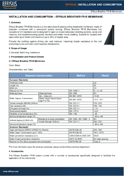 Effisus Breather FR-B Membrane Installation & Consumption