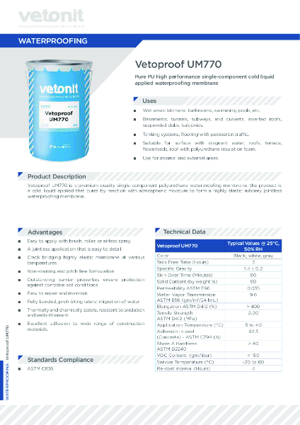 TDS - Vetoproof UM770 - Waterproofing - EN