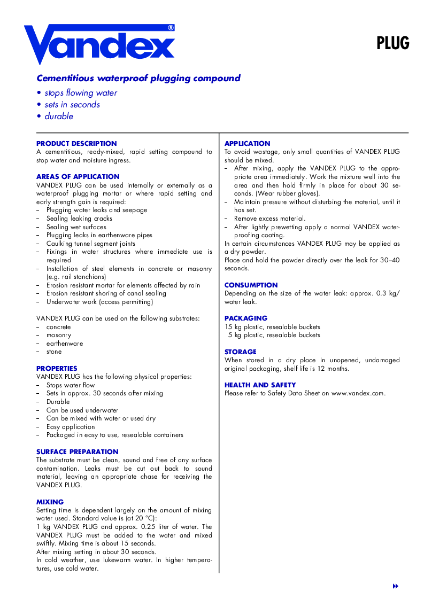 VANDEX Plus - Product Data Sheet