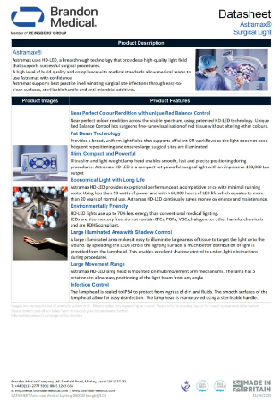 1 DATASHEET Astramax Medical Lighting D60002 (en-gb) [3.0]