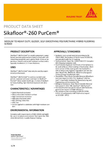 Product Data Sheet - Sikafloor 260 PurCem