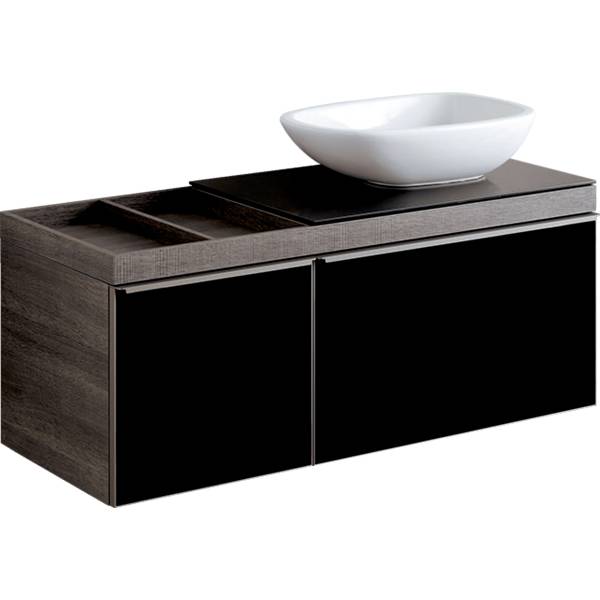 Citterio cabinet for lay-on washbasin, with two drawers and shelf surface
