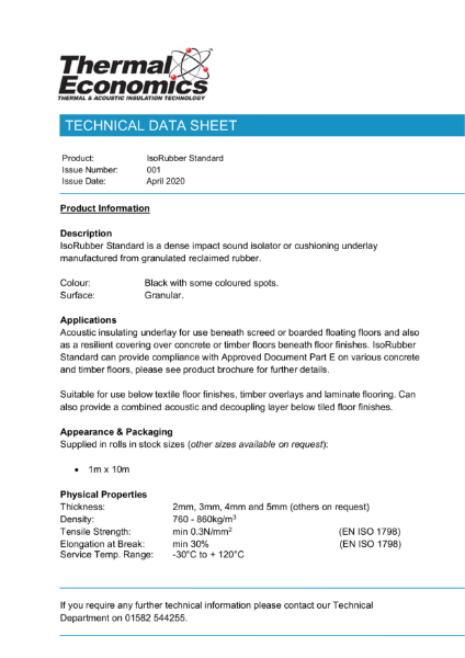 Isorubber Standard Tech Data Sheet