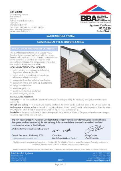 Swish cellular PVC-U roofline systems