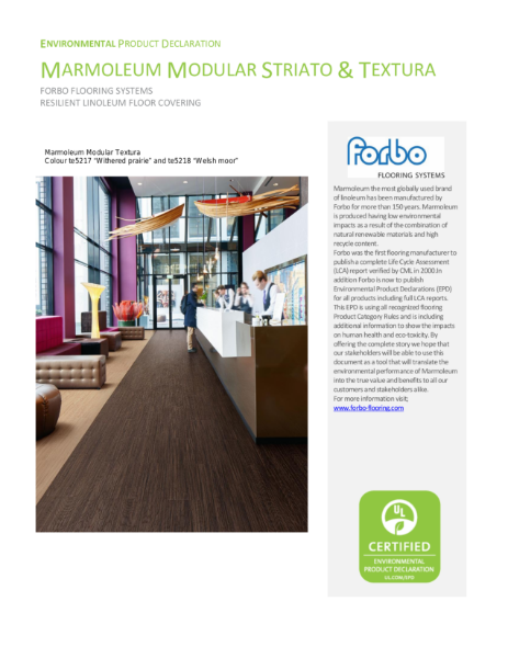 Marmoleum Modular Stratio & Textura Environmental Product Declaration 