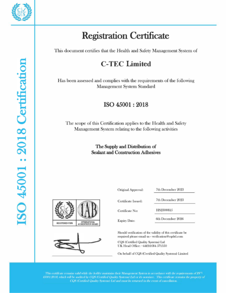 ISO 45001 Health and Safety Management