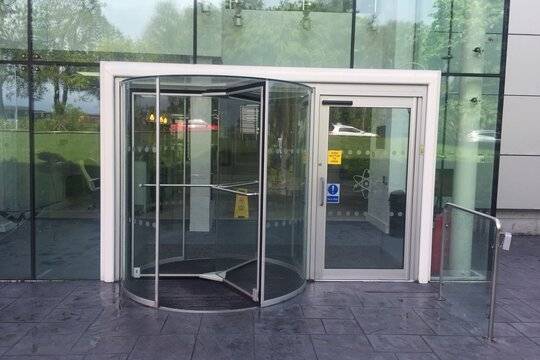 All Glass K32 Revolving Doors at Rutherford House