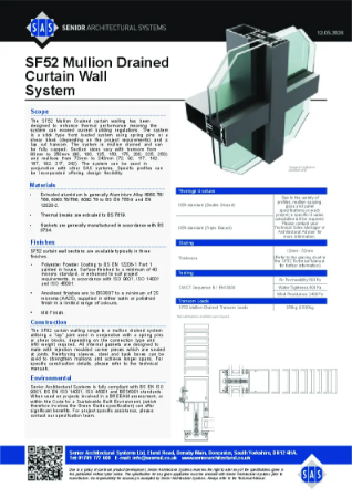 SAS SF52 Mullion Drained Datasheet