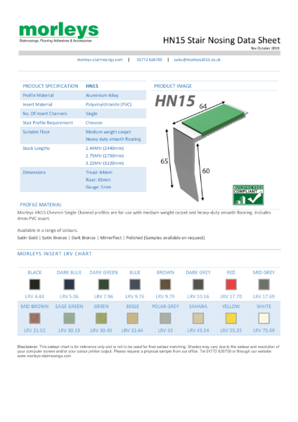 HN15 Chevron Single Channel Stair Nosing / Stair  Edging for Carpet