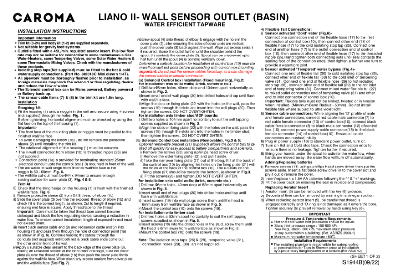 Liano II –  Sensor Wall Outlet – Trim Kit