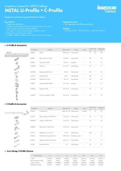 METAL U-Profile and C-Profile Datasheet