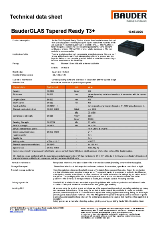 BauderGLAS Tapered Ready T3+ - Technical Data Sheet