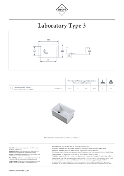 Laboratory Type 3 Single Bowl Sink - PDS