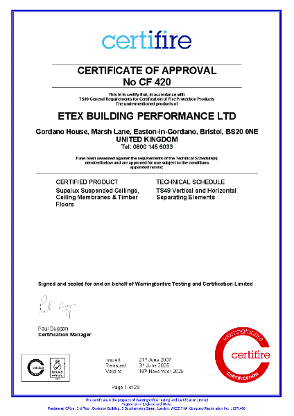 Cf420 Supalux Ceilings Membranes Timber Floors