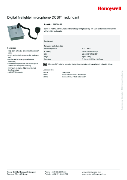 583504.RE Single Zone Fireman's Microphone EN54-16