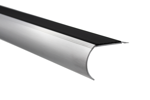 3.5 mm Gauge Ramped Back Aluminium Stair Nosings with PVC, Aluminium or Markagrip Gritted Inserts - Aluminium Stair Nosings
