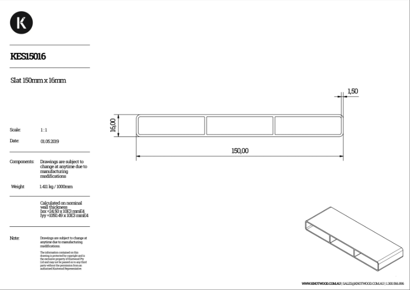 KES15016 150 x 16 mm slat