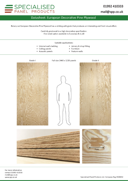 SPP Decorative Pine Plywood Data Sheet