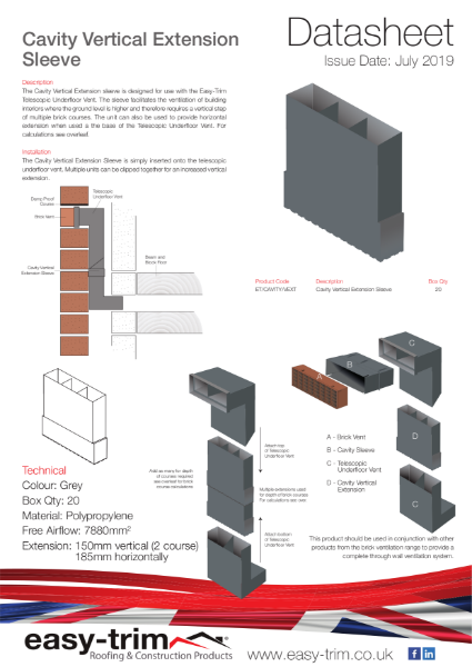 Cavity Vertical Extension Sleeve Datasheet