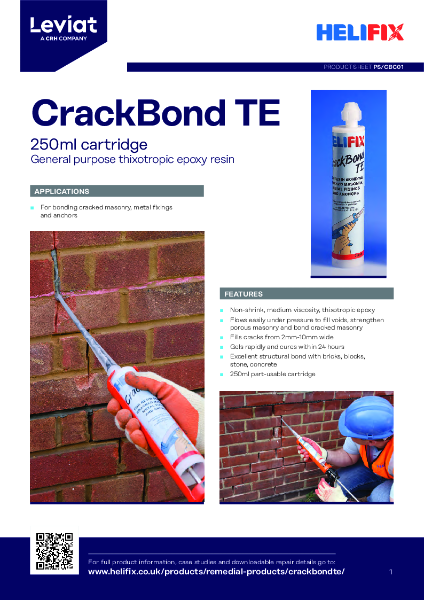 Leviat Helifix Product Sheet - CrackBond TE Cartridge