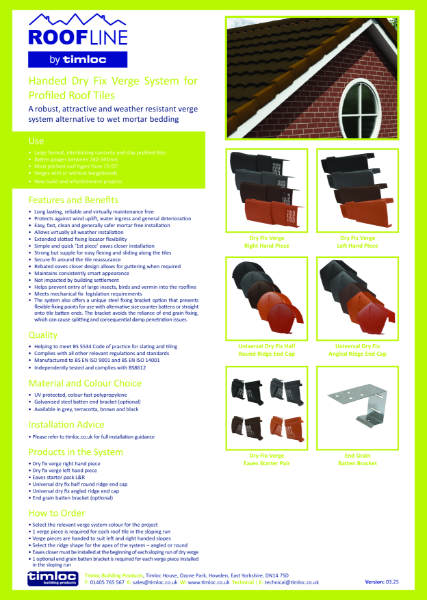 Handed Dry Fix Verge Datasheet