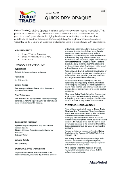 Dulux Trade Quick Dry Opaque TDS