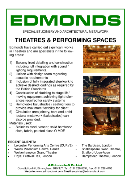 Edmonds Theatres, Specialist Joinery and Architectural Metalwork