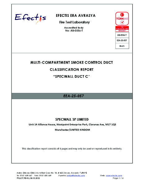 Classification report acc. to EN 13501-3