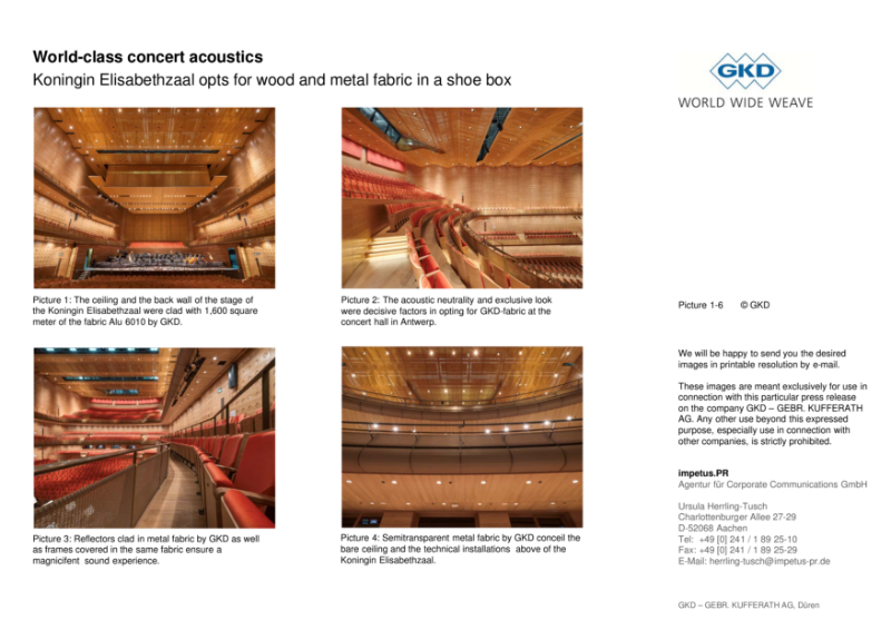 World-class concert acoustics: Koningin Elisabethzaal opts for wood and metal fabric in a shoe box