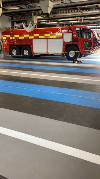 Manchester Airport Fire Engine Workshop Floor uses FasTop TG69