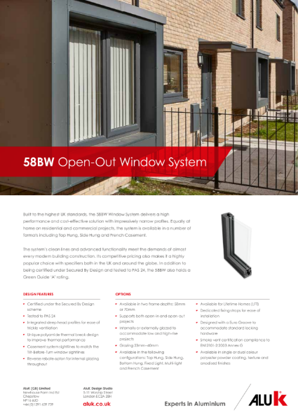 AluK 58BW Window System Open Out Datasheet