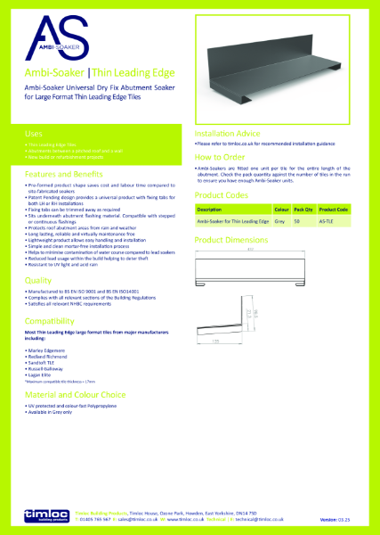 Ambi-Soaker | Thin Leading Edge Datasheet
