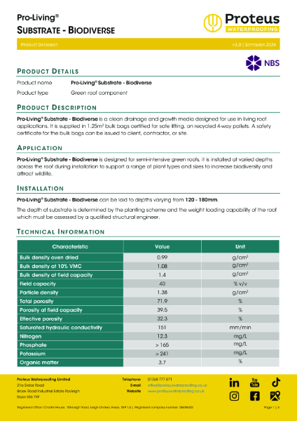 Product Data Sheet - Pro-Living® Biodiverse Substrate