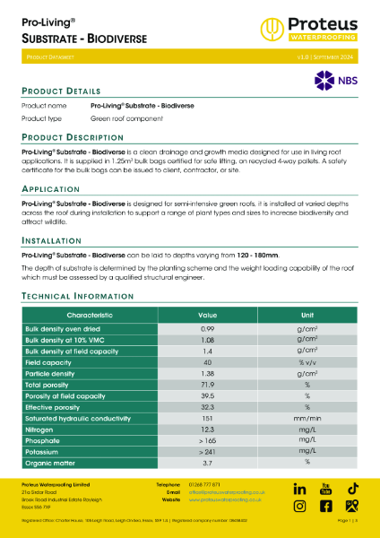 Product Data Sheet - Proteus Pro-Living® Biodiverse Substrate