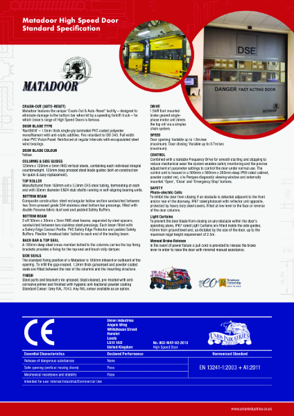 Matadoor Standard Specification