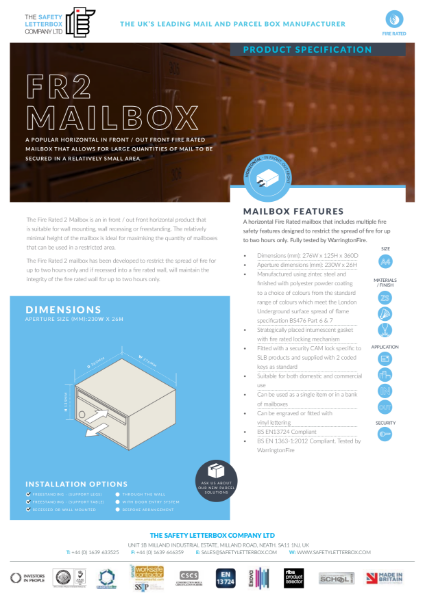 FR2 Mailbox Specifications