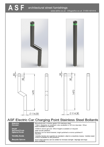 ASF 5002 Electric Car Charging Bollard