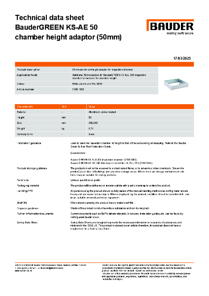 BauderGREEN KS-AE 50 - Technical Data Sheet