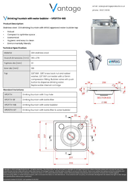 Product Data Sheet - VPDF1TH-WB