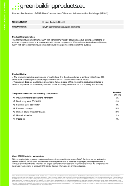DGNB Sustainability Assessment - Isopro