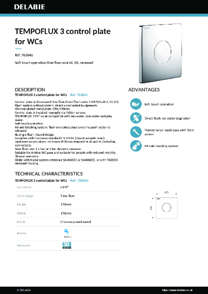 TEMPOFLUX 3 control plate for WCs 763041 data sheet