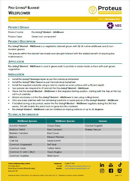 Product Data Sheet - Pro-Living® Blanket Wildflower
