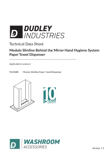 Modulo Slimline Technical Data Sheet - Paper Towel Dispenser